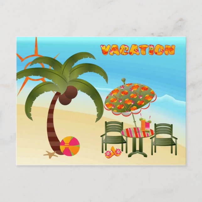 Tropical Beach Postcard (Front)