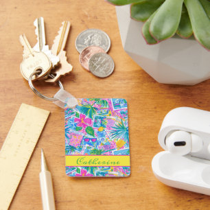 Tropical Beach Postcards Personalised Key Ring