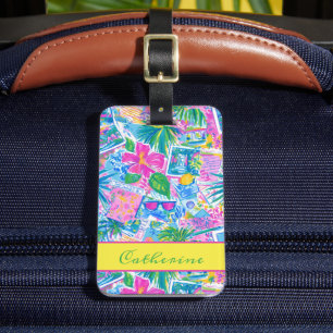 Tropical Beach Postcards Personalised Luggage Tag
