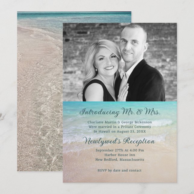 Tropical Beach Private Wedding Reception Invite (Front/Back)