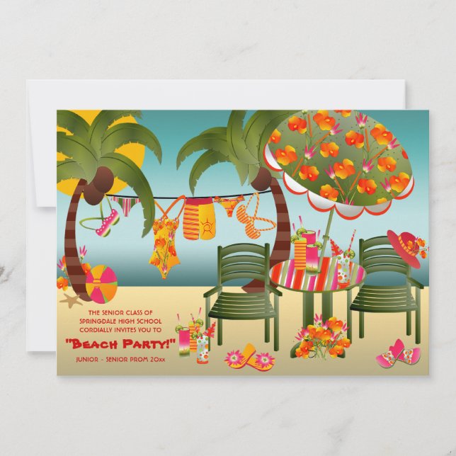 Tropical Beach Prom Invitations (Front)