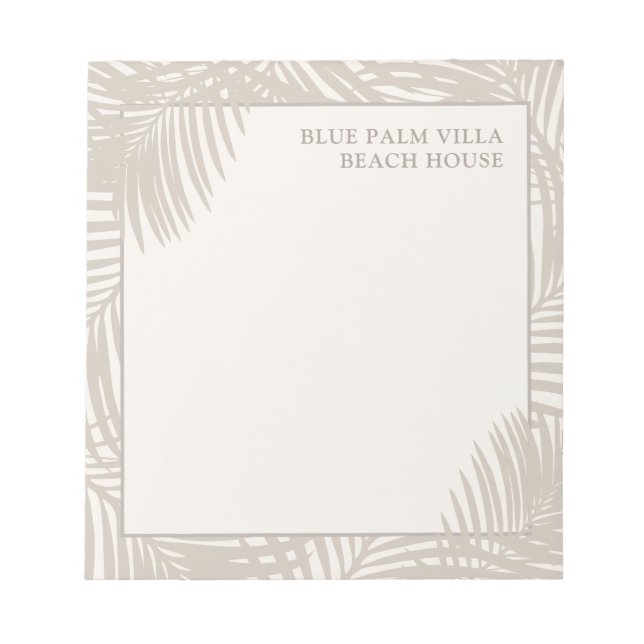 Tropical Beach Rental Home Name Personalised Notepad (Front)