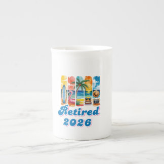 Tropical beach retirement bone china mug