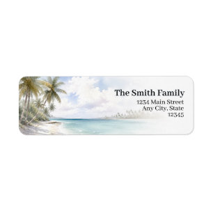 Tropical Beach Return Address Labels   Palm Trees