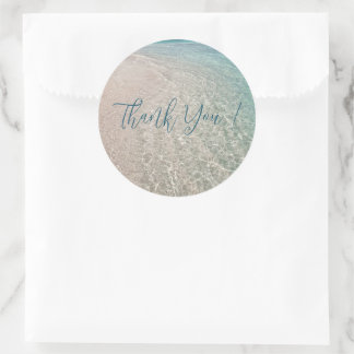 Tropical Beach Round Wedding Thank You Stickers