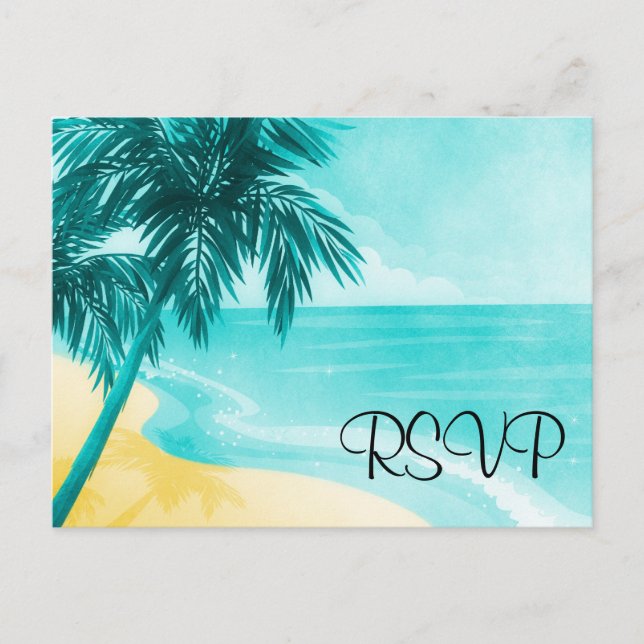 Tropical Beach RSVP Invitation Postcard (Front)