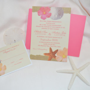 Tropical Beach Rustic Wedding Invitation