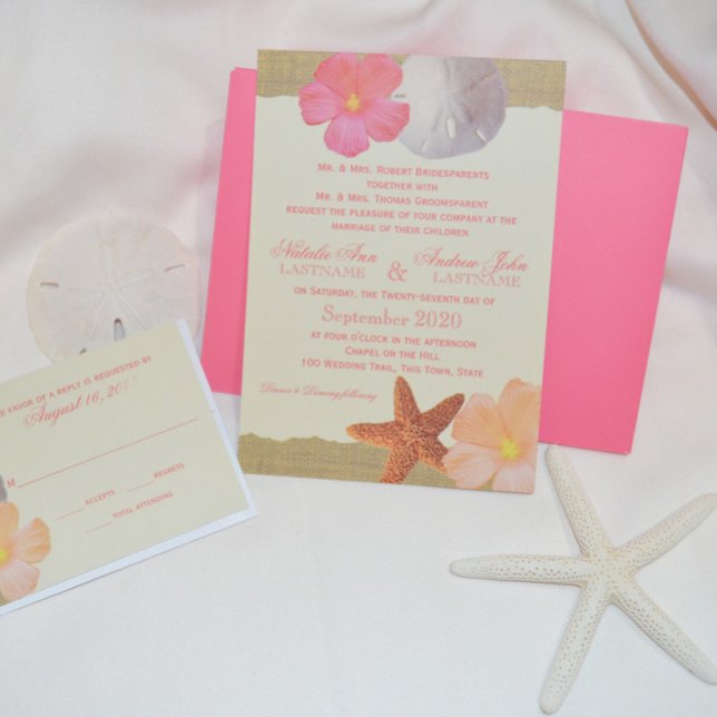 Tropical Beach Rustic Wedding Invitation (Creator Uploaded)