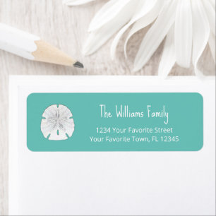 Tropical Beach Sand Dollar Teal Return Address