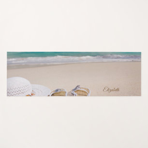 Tropical Beach, Sand,Flip flop,Hat- Personalised Yoga Mat