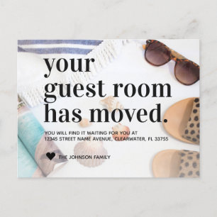 Tropical Beach Sand New Address Guest Room Moving Announcement Postcard