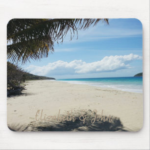 Tropical Beach,Sand,Palm -Personalised Mouse Mat