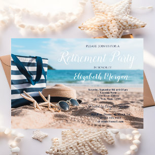 Tropical Beach,Sand,Relaxing  Retirement Party  Invitation