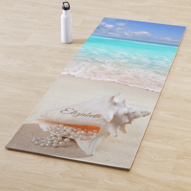 Tropical Beach, Sand Seashell Yoga Mat (In Situ)