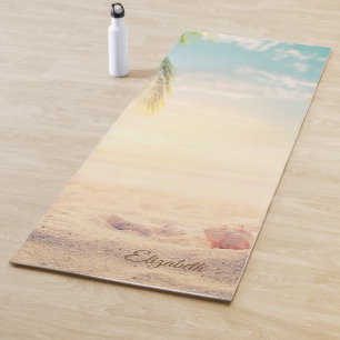 Tropical Beach, Sand,Seashells, Yoga Mat