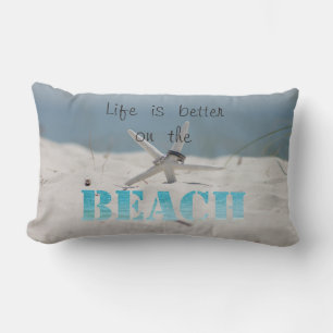 Tropical Beach,Sand ,Seastar,Wedding Rings Lumbar Cushion