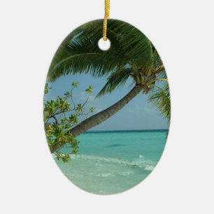 Tropical Beach Sand Sun Water Ocean Waves Surf Art Ceramic Tree Decoration