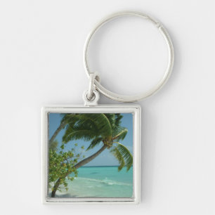 Tropical Beach Sand Sun Water Ocean Waves Surf Art Key Ring