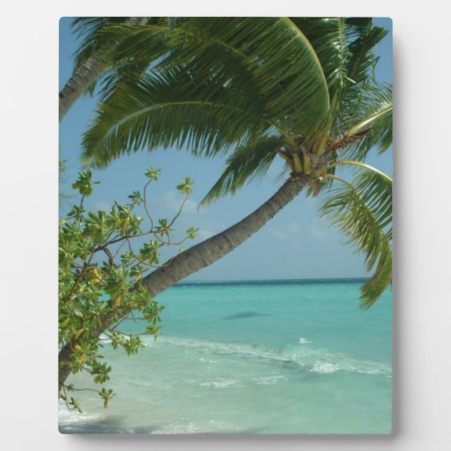Tropical Beach Sand Sun Water Ocean Waves Surf Art Plaque (Front)