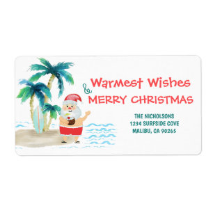 Tropical Beach Santa Christmas Return Address