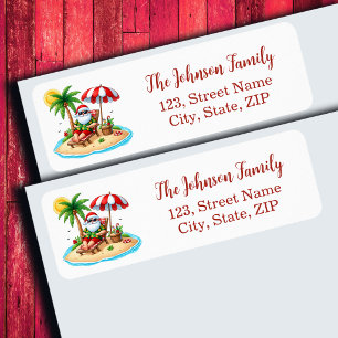Tropical Beach & Santa Return Address Label