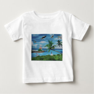 Tropical Beach Scene Art Print Baby T-Shirt