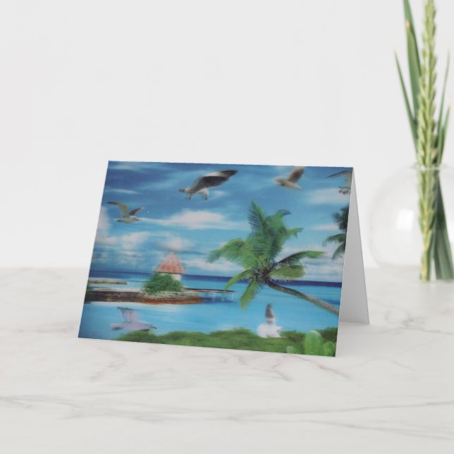 Tropical Beach Scene Art Print Card (Front)