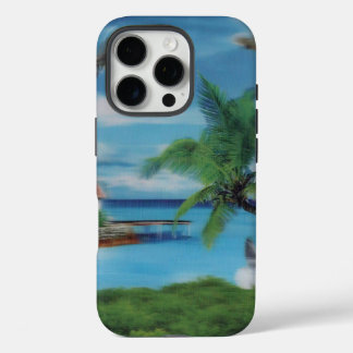 Tropical Beach Scene Art Print iPhone 16 Pro Case