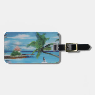 Tropical Beach Scene Art Print Luggage Tag