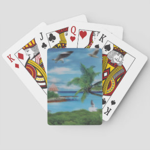Tropical Beach Scene Art Print Playing Cards