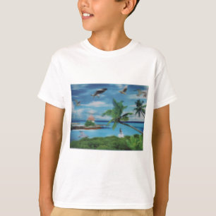 Tropical Beach Scene Art Print T-Shirt
