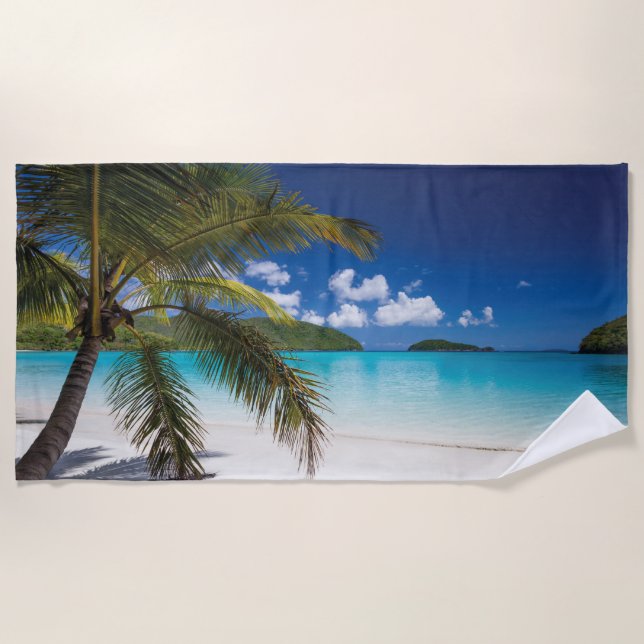 Tropical Beach Scene Beach Towel (Front)
