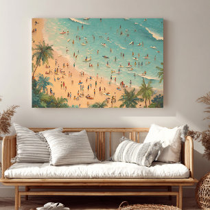 Tropical Beach Scene Coastal Summer Canvas Print