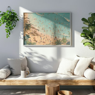 Tropical Beach Scene   Coastal Summer Poster