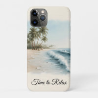 Tropical Beach Scene in a Watercolor Style