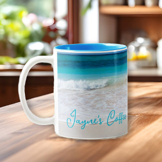 Tropical Beach Scene Personalised Coffee Mug