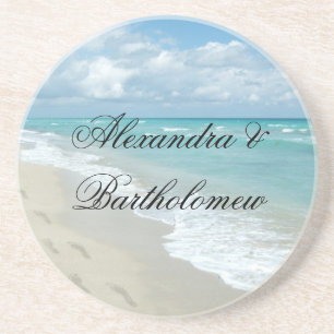 Tropical Beach Scene Personalised Keepsake Coaster
