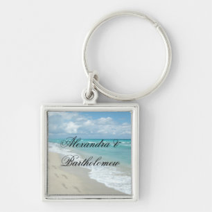 Tropical Beach Scene Personalised Keepsake Key Ring