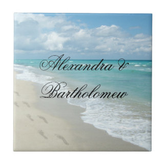 Tropical Beach Scene Personalised Keepsake Tile