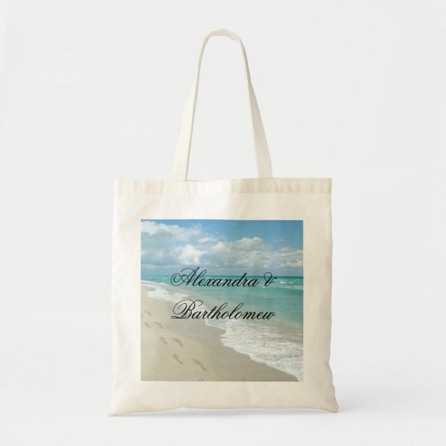 Tropical Beach Scene Personalised Keepsake Tote Bag (Front)
