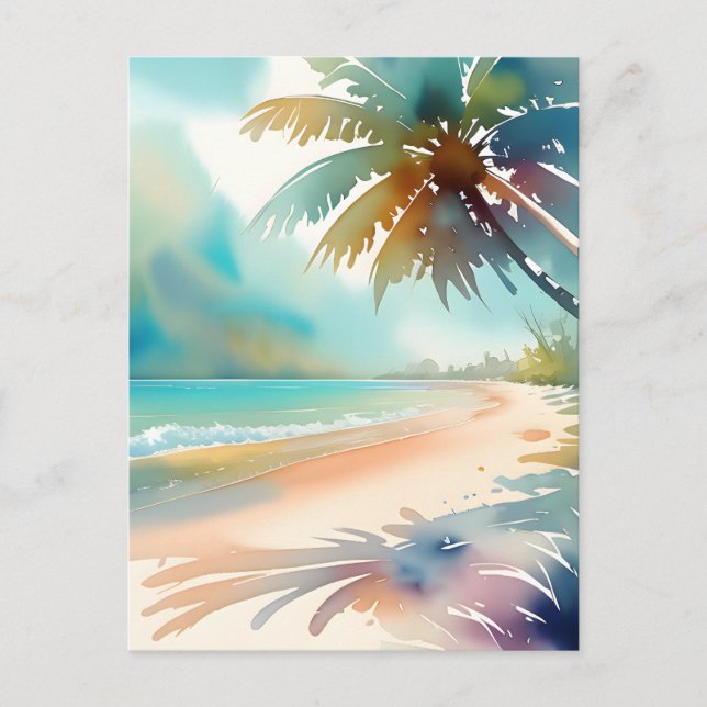 Tropical Beach Scene Postcard (Front)
