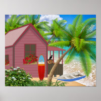 Tropical Beach Scene Poster