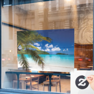 Tropical Beach Scene Window Cling