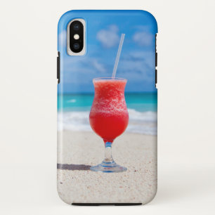 Tropical Beach Scene With Fancy Mixed Drink iPhone X Case