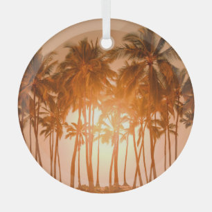Tropical beach: scenic natural view glass tree decoration