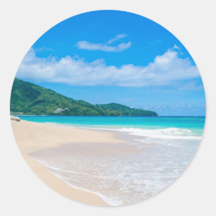 Tropical Beach Scenic Photo  Classic Round Sticker
