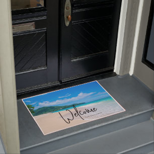 Tropical Beach Scenic Photo Welcome Doormat