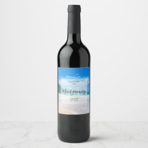 Tropical Beach Scenic Photo Wine Making Label