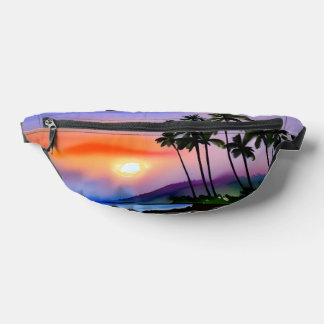 Tropical Beach Scenic Watercolor   Bum Bags