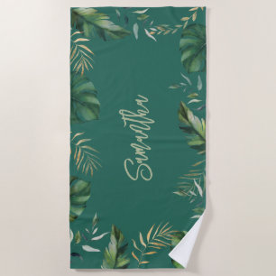 Tropical Beach Script Botanical Custom Towel